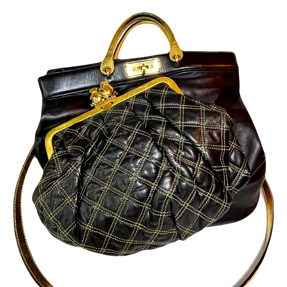 MARC JACOBS Collectible Leather and Small Duffy Frog Kisslock Tote